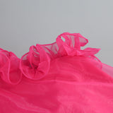 HOT PINK ORGANZA RUFFLED HALTER MINI DRESS