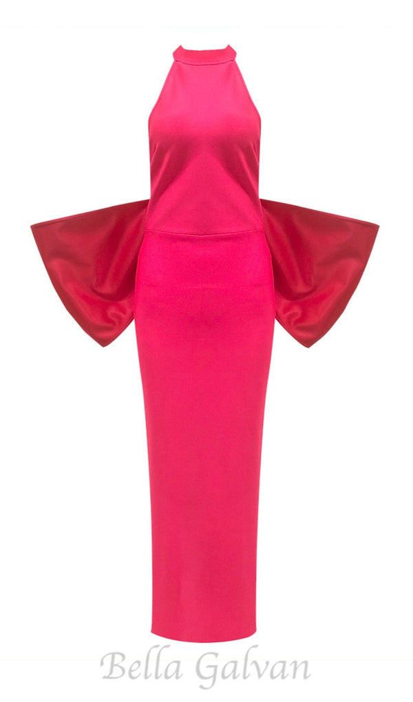 bow backless bandage maxi dress in red