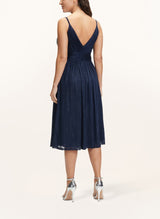 v-neckline Cocktail midi Dress in night blue