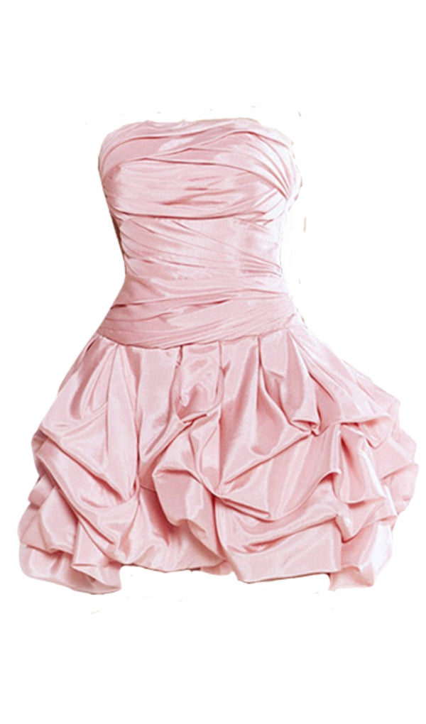 STRAPLESS BUD MINI DRESS IN PINK