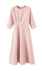 ELEGANT PINK LONG SLEEVE MIDI DRESS