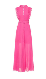 BOTTON PLEATED MAXI DRESS IN PINK