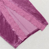 LACE CORSET MAXI VELVET DRESS PLUM