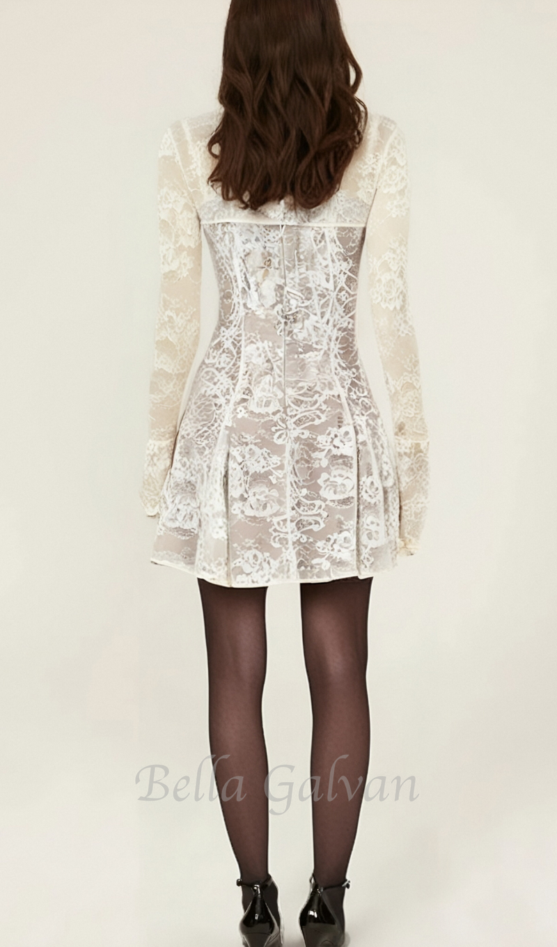 vintage cream lace mini dress