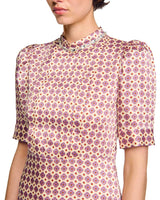 JAYANI PRINTED PUFF SLEEVE MINI DRESS IN PINK