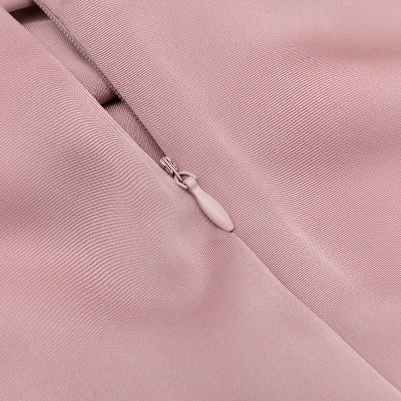 off-shoulder crystal detail satin maxi dress in pink