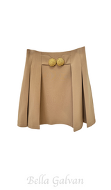 Asina Gold Buttoned Mini Skirt in Khaki