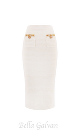 cream lurex knit midi skirt