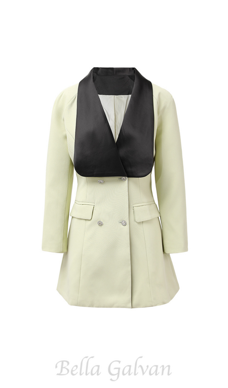 SOPHIA V-NECK DOUBLE-BREASTED JACKET SKIRT IN GREEN