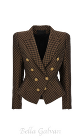 BELINDA MINI MONOGRAM BLAZER IN BROWN