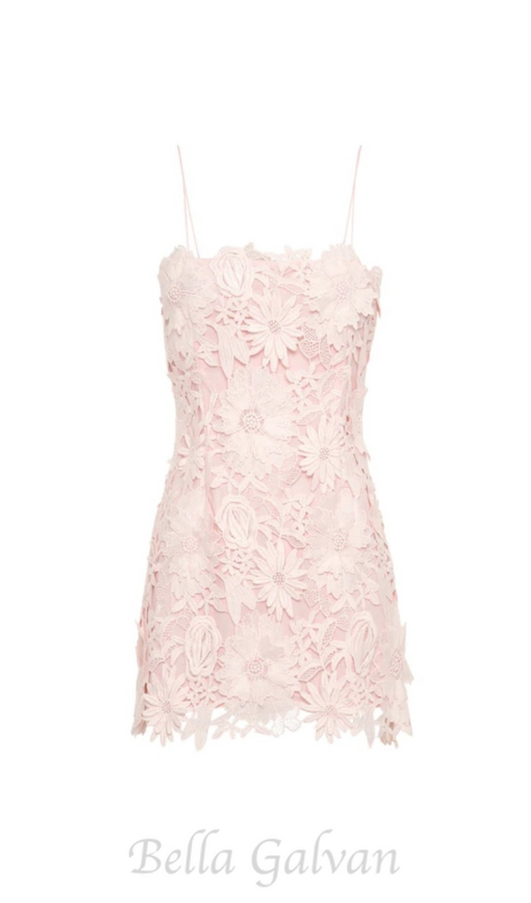 FREDA FLORAL LACE MINI DRESS IN PINK