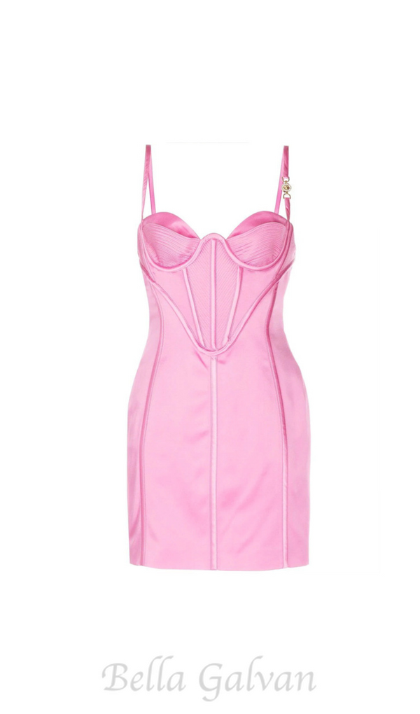 Acetate-blend satin mini dress in pink