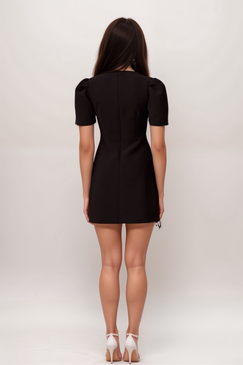 Tania black bowknot embellished mini dress