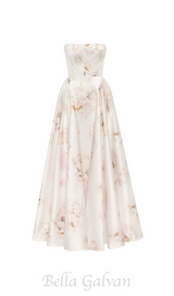 LETITIA PINK  PEONY STRAPLESS MAXI DRESS