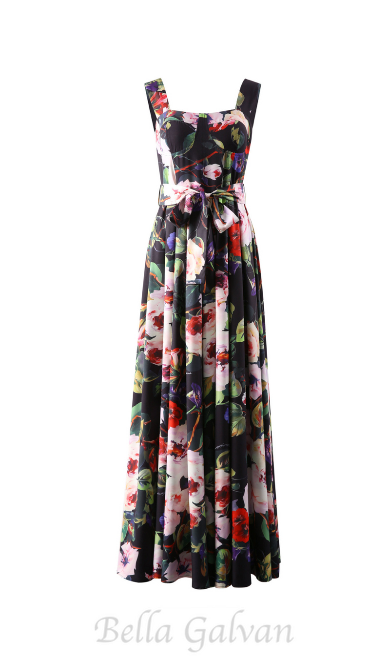 TRUDA MULTICOLOR FLORAL PRINTED MIDI DRESS