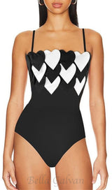 WHITE HEART EMBELLISHED SWIMSUIT