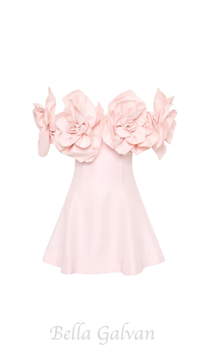 Etta flower strapless mini dress in pink