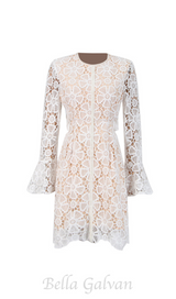 Embroidered hollow mini dress in white