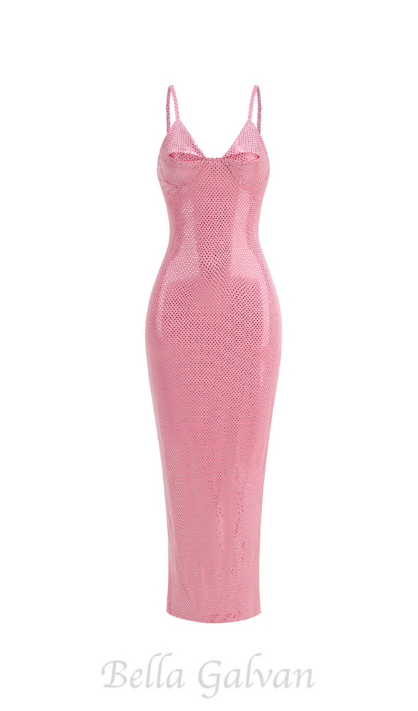 Brook crystal-embellished sleeveless maxi dress in rose pink