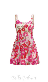 JASMINE MULTI PINK FLORAL EMBELLISHMENT MINI DRESS