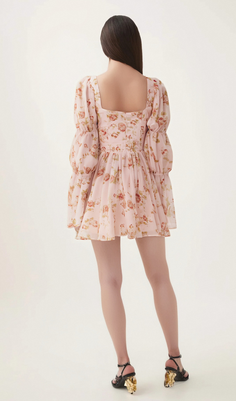 Jeanne pink floral-print pleated mini dress