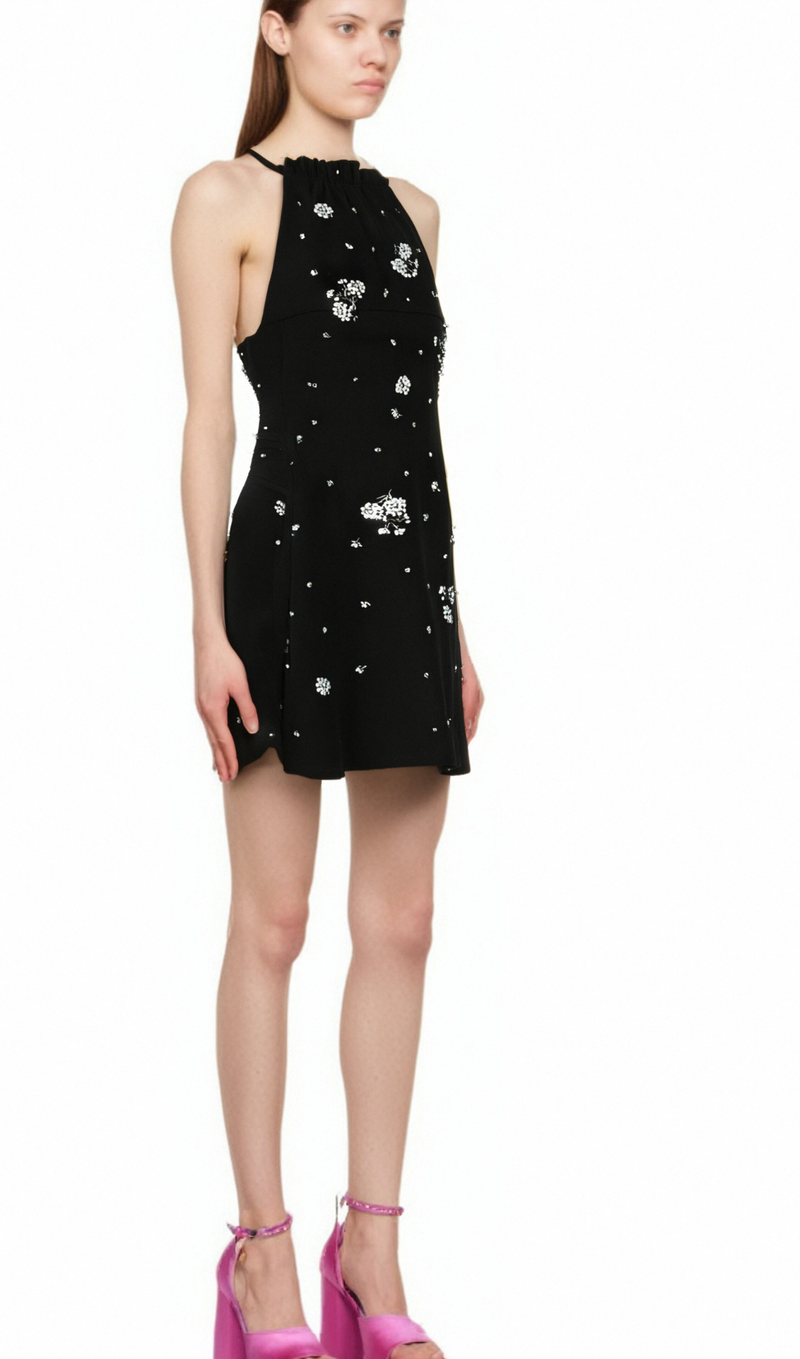 Ariane crystal-embellished scoop-back mini dress