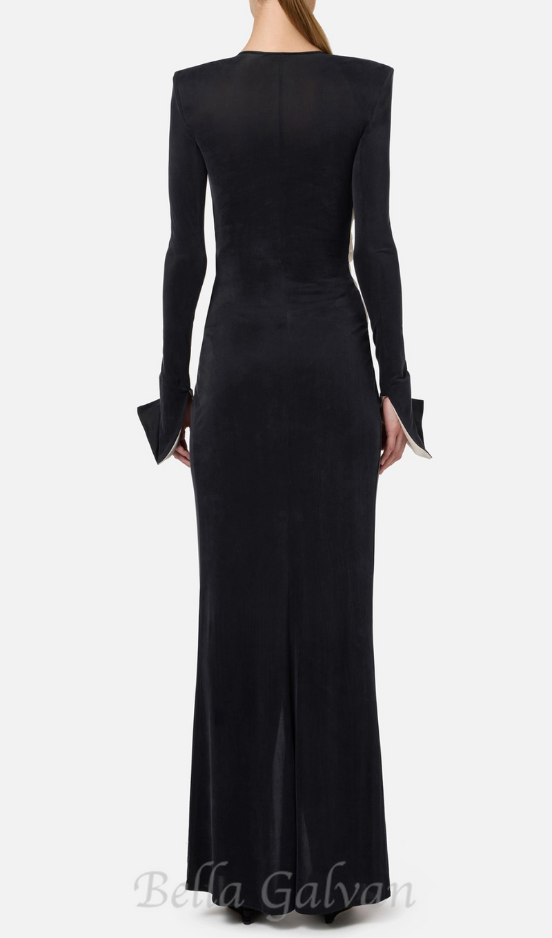 bow black carpet dress in drape jersey