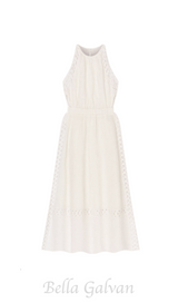 Coralie Heart Lace Midi Dress in white