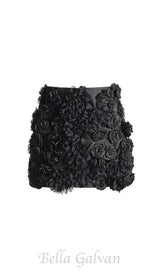 ANCHALEE BLACK FLOWER MINI SKIRT