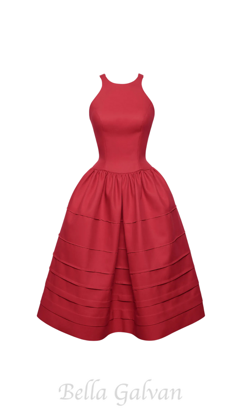 Berry Bell-Shaped mini Dress in red