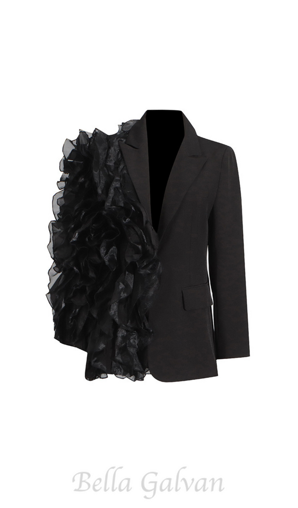 Patchwork Ruffles Chic Blazer in black