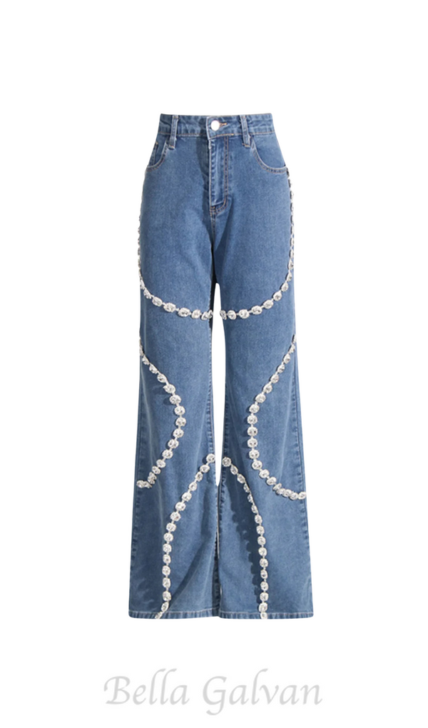 Rabia Rhinestone Jeans in blue