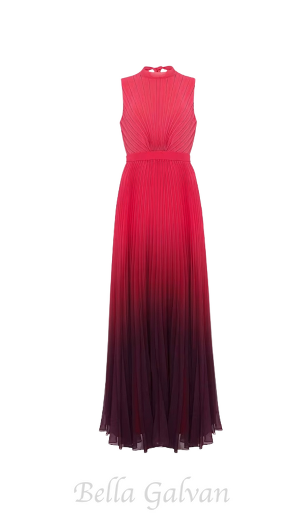 ombre pleated draped maxi dress