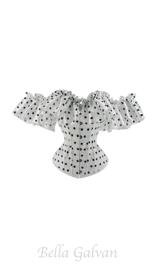 SUZANNE GRAY POLKA DOT OFF-SHOULDER CORSET