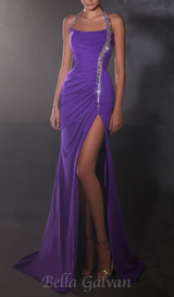 multicolor-pearl embellished purple halter maxi dress