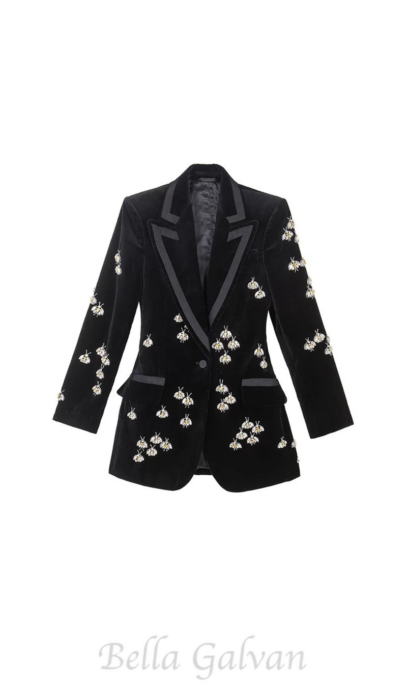 SIBYL BLACK BEE DIAMOND BLAZER MINI DRESS