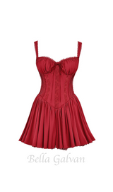 corset strap mini dress in red