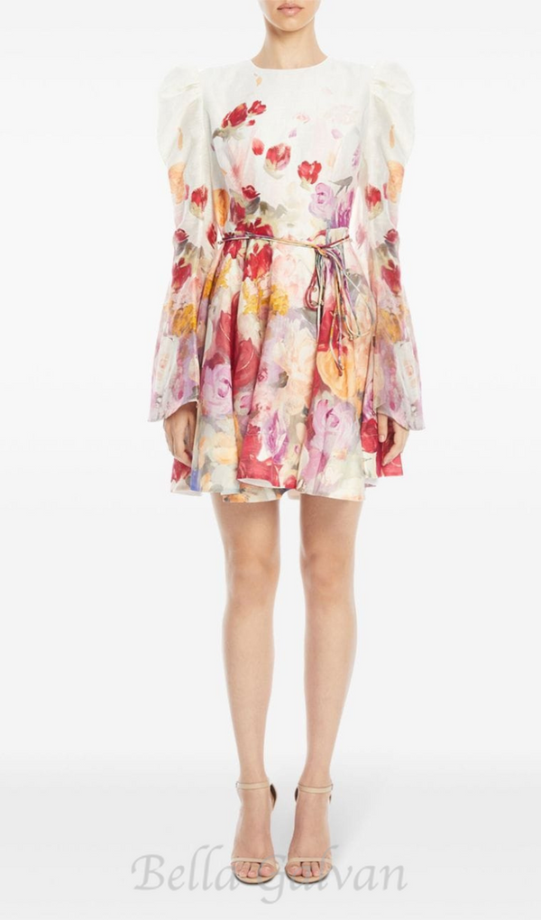 MADELINE MULTICOLOUR FLORAL-PRINT MINI DRESS