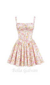 Pink Meadow Print Cotton Mini Dress