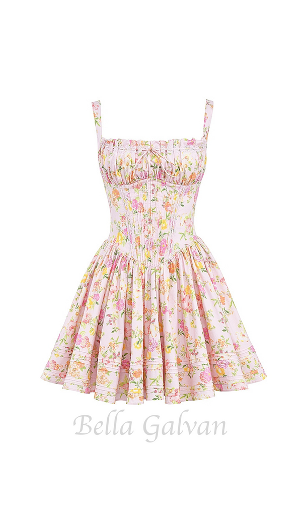 Pink Meadow Print Cotton Mini Dress