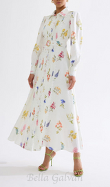 MURIEL LONG CUFFED SLEEVES FLORAL MAXI DRESS