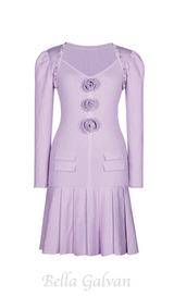 flower knit mini dress in pale purple