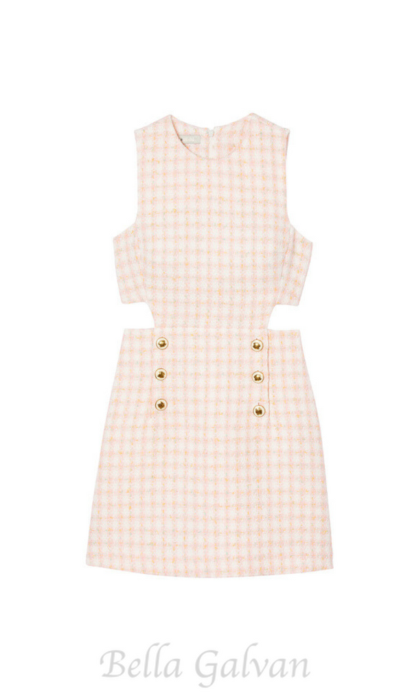 Sleeveless Cutout Pinafore mini Dress in light pink