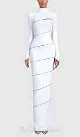 Aloysius Zipper Bodycon Maxi Dress In White