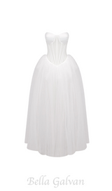 ODILE STRAPLESS GOWN IN WHITE