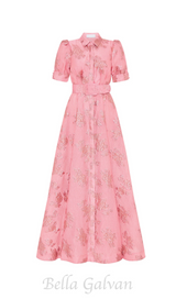 Annette floral embellished Button Gown in pink