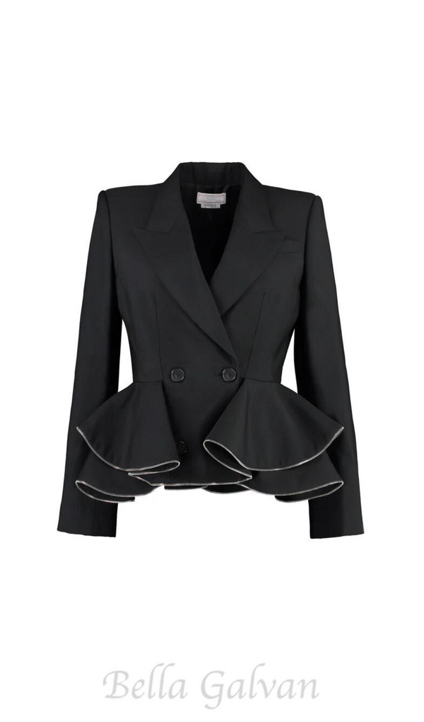 JAMIE ZIPPED PEPLUM DOUBLE-BREASTED BLAZER SET