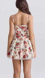 FLORAL BUSTIER A-LINE MINI DRESS