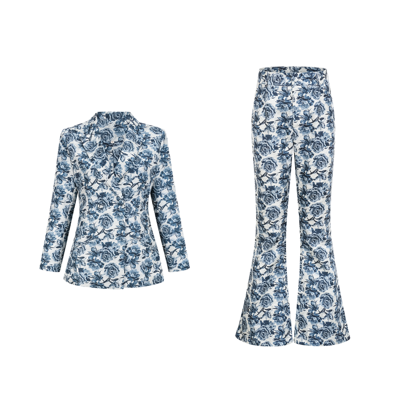 Morgane floral-print jacket & trousers matching set