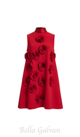 HILARY RED APPLIQUÉD SHIFT MINI DRESS